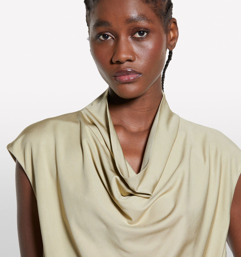 Military green draped top - blouses pour femme - Kaki | Sisley image number 5